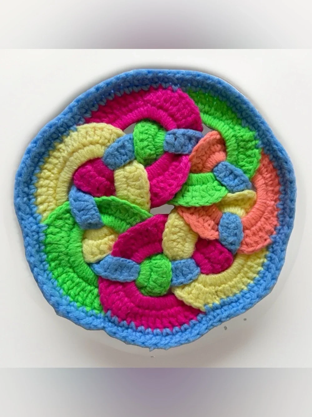 Vintage Handmade Crochet Potholder Hot Pad Trivet Lot of 3 Grandmacore Rainbow